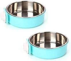 Fuwok 2-IN-1 Removable Dog Bowl For Crates Puppy Food Feeder Water Dish With Bolt Holder Stainless Steel Pet Hanging Bowl Food Water Bowl 2Pcs/Set (Small - Round, Green) -Pet Care Center 41p9FO c4QL. AC
