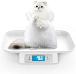 Digital Pet Scale With Tray - Perfect For Puppies, Newborns, Cats, Hamsters, Hedgehogs And Other Small Animals - 33lb/0.03oz Accuracy - White -Pet Care Center 41s9j8df8L. AC