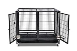 43" Stackable Heavy Duty Cage W/Feeding Doors And Divider Or Additional Tray (DG-43-FS) -Pet Care Center 41uuhca621L