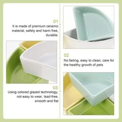 Generic 4pcs Shape Feeder Food Supplies And Pets Squirrel Water Dish Waterer Rabbit Device Hedgehog Feed Animal Bunny Chinchilla Dispenser Guinea Triangle Holder Ceramic -Pet Care Center 41vHp3CLxRL