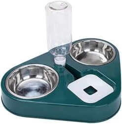 AYENCI Cat Automatic Water, Stainless Steel Dog Cat Feeder Food Bowl With 500ML Dog Water Bottle Automatic Drinking Feeder Cat Food Bowl Pet 3 Bowl (Color : Blue) -Pet Care Center 41vmn2oSxdL. AC
