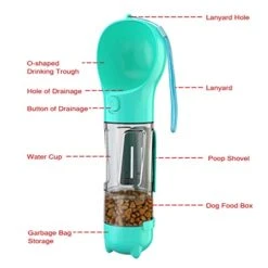 AYENCI Cat Automatic Water, 3 In 1 Dog Water Bottle Portable Pet Dog Water Bottle Dogs Travel Puppy Cat Drinking Bowl Outdoor Food Dispenser Feeder Pet Tool (Color : Green, Size : 300ml) -Pet Care Center 41w2rd41IGL 1