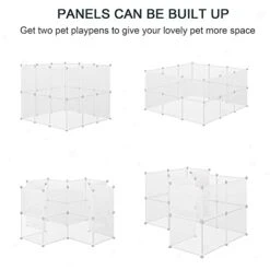 PawHut Pet Playpen DIY Small Animal Cage Open Enclosure Portable Plastic Fence 12 Panels For Kitten Bunny Chinchilla Guinea Pig White -Pet Care Center 41xJ6Koy43S