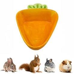 Rabbit Food Bowl - Ceramic Bunny Guinea Pig Hay Feeder Food Dish Water Bowl Chew Resistant Food Bowls Water Feeder For Rabbits, Guinea Pigs, Chinchilla, Ferrets (Big Carrot)