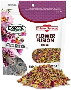 Flower Fusion Treat (8 Oz.) - Healthy Natural Dried Flower Herbivore Treat - Chinchillas, Guinea Pigs, Rabbits, Prairie Dogs, Degus, Hamsters, Rats, Squirrels, Sugar Gliders & Other Small Pets -Pet Care Center 510rGzJVYCL. AC