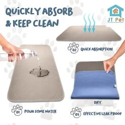 JT Pet Guinea Pig Cage Liner - Pack Of 4 Washable Pee Pads For Dogs, Smooth Fleece Guinea Pig Bedding For Cage & Crates, Reusable & Waterproof Puppy Pee Pads - 36x24 Inches, Brown Grey -Pet Care Center 5119o9VCKhL