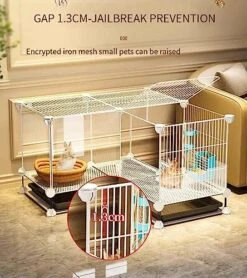 OM-PDD Indoor Guinea Pig/Ferret Cage, With Tray, Small Animal Playpen, Transparent Design, Thick Iron Mesh, Easy To Clean, Suite: Foot Pad/Water Fountain/Tray/Food Box/Water Bowl -Pet Care Center 511WEHfi9yL