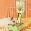 BNOSDM 2 In 1 Rabbit Food Dispenser And Bunny Feeder Bowl Set Rabbit Feeders For Cages Guinea Pig Feeding Dish Pellets For Ferret Chinchilla Hedgehog Small Animals (Green) -Pet Care Center 512ILFimf9L