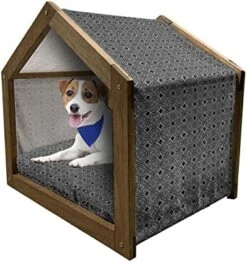 Ambesonne Abstract Wooden Pet House, Overlapping Citrus Grape Lemon Fruit Slices Vitamin Organic Food, Indoor & Outdoor Portable Dog Kennel With Pillow And Cover, Medium, Vermilion Orange -Pet Care Center 512YtHJiBML. AC