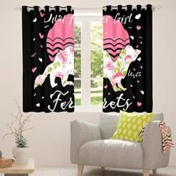 Ferret Curtains Just For Girl Loves Ferret 84"X63" Abstract Flower Guinea Pig Curtains & Drapes For Kids Child Lovely Cavy Blackout Curtains Boho Floral Window Treatments Cute Animal Bedroom Decor -Pet Care Center 513F7KzsimL