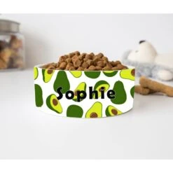 GENERIC Personalized Avocado Pattern Pet Bowl Cat Bowls, Cute Dog Bowl With Name, Custom Ceramic Dog Cat Pet Bowls Available In Two Sizes