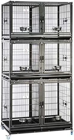 43" Stackable Heavy Duty Cage W/Feeding Doors And Divider Or Additional Tray (DG-43-FS) -Pet Care Center 513dKqLChYL. AC