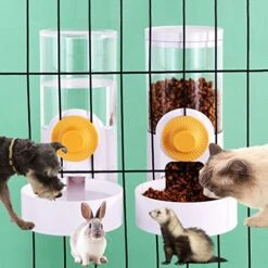 Lemtrflo Hanging Automatic Food Water Dispenser,Gravity Rabbit Feeder And Water Dispenser Set,Cage Cat Food And Water Dispenser Food Bowl For Bunny Chinchilla Guinea Pig Hedgehog Ferret -Pet Care Center 514zLVGJjNL. AC