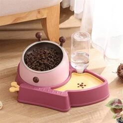 AYENCI Cat Automatic Water, Cat Bowl Dog Bowl Non Slip Stainless Steel Pet Automatic Drinking Feeder Bowl Pet Cats Dogs Food Bowl Easy To Clean Pet Products (Color : Rouge Pink) -Pet Care Center 515e1bQpGJL