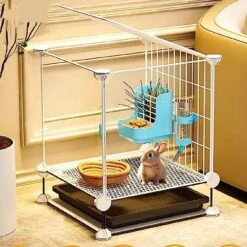 OM-PDD Indoor Guinea Pig/Ferret Cage, With Tray, Small Animal Playpen, Transparent Design, Thick Iron Mesh, Easy To Clean, Suite: Foot Pad/Water Fountain/Tray/Food Box/Water Bowl -Pet Care Center 516fGzY4UfL. AC