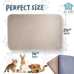 JT Pet Guinea Pig Cage Liner - Pack Of 2 Washable Pee Pads For Dogs, Smooth Fleece Guinea Pig Bedding For Cage & Crates, Reusable & Waterproof Puppy Pee Pads - 36x24 Inches, Brown Grey -Pet Care Center 517SKLkVQlL