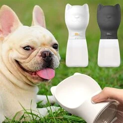 AACARB Cat Water Dispenser, Portable Pet Dog Water Bottle, 480ml, Water Cups, Leak-Free Feeder, Dog Drink Bowl, Black/White (Size : White)