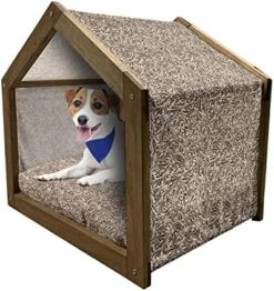 Ambesonne Tulip Wooden Pet House, Fresh Spring Meadow Pattern With Wildflowers And Tulips Rural Nature, Indoor & Outdoor Portable Dog Kennel With Pillow And Cover, Small, Pale Green Pale Blue -Pet Care Center 51ALl2njjyL. AC