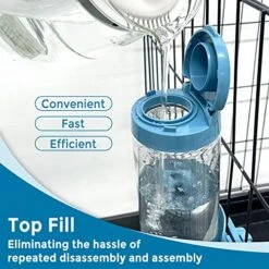 Vannon Filtered Water Bottles For Crate Clear Small Animal Water Bottles With Filter Leak-Proof Water Dispenser For Rabbit, Chinchilla, Ferret, Guinea Pigs, Hedgehog, 24oz, BPA Free, Top Fill, Blue -Pet Care Center 51Bx9dDUPnL