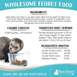 Raw Paws Freeze Dried Raw Ferret Food, Beef 16-oz - Made In USA - Premium, Grain Free Ferret Diet For Small, Adult, Senior & Baby Ferrets - Also Use As Natural Ferret Treats For Rewarding & Training -Pet Care Center 51D2sT6zGFL