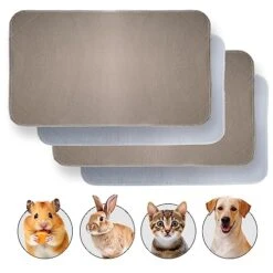 JT Pet Guinea Pig Cage Liner - Pack Of 4 Washable Pee Pads For Dogs, Smooth Fleece Guinea Pig Bedding For Cage & Crates, Reusable & Waterproof Puppy Pee Pads - 36x24 Inches, Brown Grey