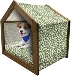 Ambesonne Tulip Wooden Pet House, Fresh Spring Meadow Pattern With Wildflowers And Tulips Rural Nature, Indoor & Outdoor Portable Dog Kennel With Pillow And Cover, Small, Pale Green Pale Blue -Pet Care Center 51GHVliB1L. AC