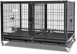 43" Stackable Heavy Duty Cage W/Feeding Doors And Divider Or Additional Tray (DG-43-FS) -Pet Care Center 51HEAOmSlOL. AC