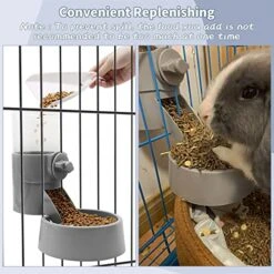 Tfwadmx Rabbit Hanging Auto Food Water Dispenser Pet Cage Suspended Food Water Bowl Chinchilla Gravity Detachable Feeder Waterer Set For Puppy Kitten Bunny Ferrets Guinea Pig (Gray) -Pet Care Center 51L9oKagNXL