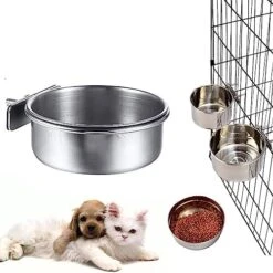 Dog Food Water Bowl For Cage, Stainless Steel Coop Cups With Clamp Holder - Non-Spill Detached Dog Cat Cage Kennel Hanging Bowl, Metal Food Water Feeder For Dog Cats Ferret Rabbit And Small Animals -Pet Care Center 51ND0GK9drL. AC 5