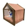 Ambesonne Abstract Wooden Pet House, Overlapping Citrus Grape Lemon Fruit Slices Vitamin Organic Food, Indoor & Outdoor Portable Dog Kennel With Pillow And Cover, Small, Vermilion Orange