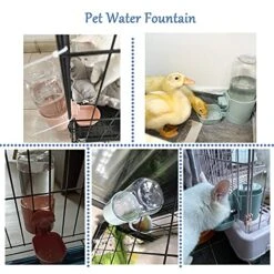 Hamiledyi Rabbit Hay Feeder & Water Fountain Set, Guinea Pigs Hay Food Feeder Bowls Manger Rack 17oz Hanging Gravity Automatic Drinking Feeder For Ferrets Chinchillas (Blue) -Pet Care Center 51PPUnaQbqS