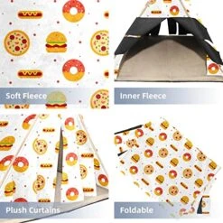 Y-DSIWX Guinea Pig Hideout House Bed, Burger Donut Hot Dog Pizza Flat Food Pattern Rabbit Cave, Squirrel Chinchilla Hamster Hedgehog Nest Cage -Pet Care Center 51SyzMHROmL