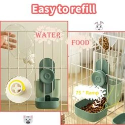 Gravity Rabbit Feeder And Water Dispenser Set, Hanging Automatic Cat Food And Water Dispenser Food Bowl For Bunny Guinea Pig Ferret (Pink) -Pet Care Center 51TD9N570dL