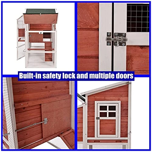 Tenouvos Higher Quality & Stronger Outdoor Chicken Coop, Large Solid Wooden Rabbit Hutch, Poultry Pet Cages, Small Animal House With Tray & Ramp & Heavy Duty Safety Net For Small Animal 6 Tenouvos Higher Quality & Stronger Outdoor Chicken Coop, Large Solid Wooden Rabbit Hutch, Poultry Pet Cages, Small Animal House With Tray & Ramp & Heavy Duty Safety Net For Small Animal - Image 4