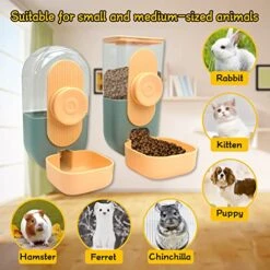 Kathson Hanging Automatic Food Water Dispenser Small Cat Feeder And Water Dispenser Gravity Auto Feeder And Waterer Set For Rabbit Chinchilla Guinea Pig Hedgehog Ferret Kitty Puppy -Pet Care Center 51bejbxUwGL