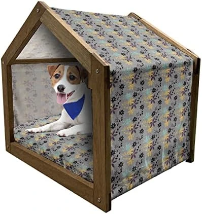 Ambesonne Acorn Wooden Pet House, Fallen Autumn Leaves Concept Squirrels In Peaceful Nature, Indoor & Outdoor Portable Dog Kennel With Pillow And Cover, Medium, Multicolor 11 Ambesonne Acorn Wooden Pet House, Fallen Autumn Leaves Concept Squirrels In Peaceful Nature, Indoor & Outdoor Portable Dog Kennel With Pillow And Cover, Medium, Multicolor - Image 9