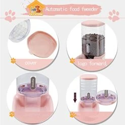 XingCheng-Sport Automatic Pet Feeder Small&Medium Pets Automatic Food Feeder And Waterer Set 3.8L, Travel Supply Feeder And Water Dispenser For Dogs Cats Pets Animals (Pink) -Pet Care Center 51bz4YJMzpL