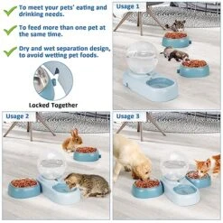DricRoda Automatic Cat Food Water Dispenser Dog Rabbit Feeder Waterer For Small Pets, Auto Gravity Pet Food And Water Bowl Set For Indoor Cats Ferret Guinea Pig Bunny Dog Feeding Watering Supplies -Pet Care Center 51cYbC2urGL