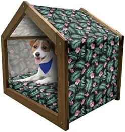 Ambesonne Abstract Wooden Pet House, Overlapping Citrus Grape Lemon Fruit Slices Vitamin Organic Food, Indoor & Outdoor Portable Dog Kennel With Pillow And Cover, Small, Vermilion Orange -Pet Care Center 51fRqaSoLML. AC 1