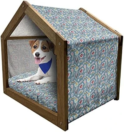 Ambesonne Acorn Wooden Pet House, Fallen Autumn Leaves Concept Squirrels In Peaceful Nature, Indoor & Outdoor Portable Dog Kennel With Pillow And Cover, Medium, Multicolor 15 Ambesonne Acorn Wooden Pet House, Fallen Autumn Leaves Concept Squirrels In Peaceful Nature, Indoor & Outdoor Portable Dog Kennel With Pillow And Cover, Medium, Multicolor - Image 13