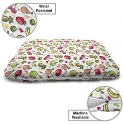 Ambesonne Fruits Wooden Pet House, Watercolor Pear Cherries Kiwi Apple Brushstroke Splashes Kitchen, Indoor & Outdoor Portable Dog Kennel With Pillow And Cover, Large, Peach Lime Green Red -Pet Care Center 51hEU0DGZnL