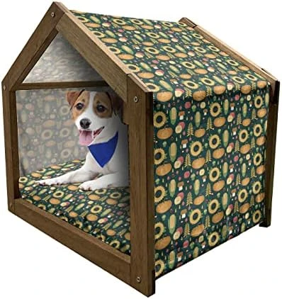 Ambesonne Acorn Wooden Pet House, Fallen Autumn Leaves Concept Squirrels In Peaceful Nature, Indoor & Outdoor Portable Dog Kennel With Pillow And Cover, Medium, Multicolor 8 Ambesonne Acorn Wooden Pet House, Fallen Autumn Leaves Concept Squirrels In Peaceful Nature, Indoor & Outdoor Portable Dog Kennel With Pillow And Cover, Medium, Multicolor - Image 6