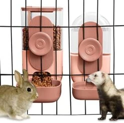 Lemtrflo Hanging Automatic Food Water Dispenser,Gravity Rabbit Feeder And Water Dispenser Set,Cage Cat Food And Water Dispenser Food Bowl For Bunny Chinchilla Guinea Pig Hedgehog Ferret -Pet Care Center 51i1PwL5XAL. AC