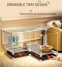 OM-PDD Indoor Guinea Pig/Ferret Cage, With Tray, Small Animal Playpen, Transparent Design, Thick Iron Mesh, Easy To Clean, Suite: Foot Pad/Water Fountain/Tray/Food Box/Water Bowl -Pet Care Center 51jbrRZO0PL