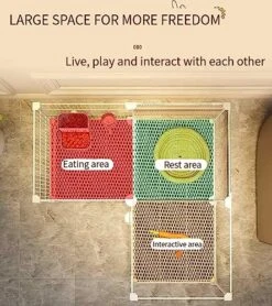 OM-PDD Indoor Guinea Pig/Ferret Cage, With Tray, Small Animal Playpen, Transparent Design, Thick Iron Mesh, Easy To Clean, Suite: Foot Pad/Water Fountain/Tray/Food Box/Water Bowl -Pet Care Center 51jrDjefiZL