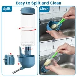 Vannon Filtered Water Bottles For Crate Clear Small Animal Water Bottles With Filter Leak-Proof Water Dispenser For Rabbit, Chinchilla, Ferret, Guinea Pigs, Hedgehog, 24oz, BPA Free, Top Fill, Blue -Pet Care Center 51jsj9cdVBL