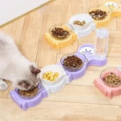 AYENCI Cat Automatic Water, Dog Bowl Cat Feeder Bowl For Dogs Automatic Water Bottle Drinking Bowl Pet Food Bowl Cat Food Double Three Four Bowl Puppy Feeder (Size : Four Bowls Yellow) -Pet Care Center 51lVu9lmyRL. AC