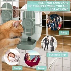 Lemtrflo Hanging Automatic Food Water Dispenser,Gravity Rabbit Feeder And Water Dispenser Set,Cage Cat Food And Water Dispenser Food Bowl For Bunny Chinchilla Guinea Pig Hedgehog Ferret -Pet Care Center 51mSzkqpvNL