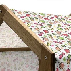 Ambesonne Fruits Wooden Pet House, Watercolor Pear Cherries Kiwi Apple Brushstroke Splashes Kitchen, Indoor & Outdoor Portable Dog Kennel With Pillow And Cover, Large, Peach Lime Green Red -Pet Care Center 51p7tSWMCxL