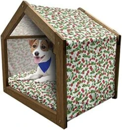 Ambesonne Fruits Wooden Pet House, Watercolor Pear Cherries Kiwi Apple Brushstroke Splashes Kitchen, Indoor & Outdoor Portable Dog Kennel With Pillow And Cover, Large, Peach Lime Green Red -Pet Care Center 51pSIHDDBL. AC